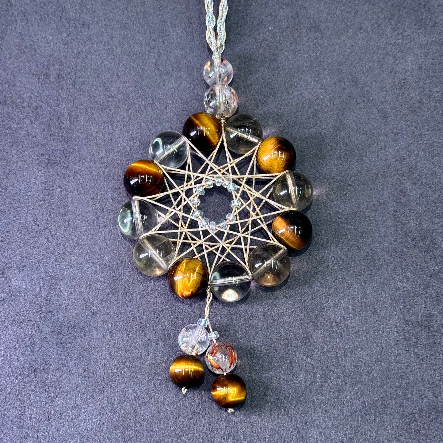 Tiger’s Eye Dreamcatcher Car Charm 黄虎眼 茶晶 黑金超 捕梦网 车饰 - Golden Night 捕梦金辉 🪶🌙