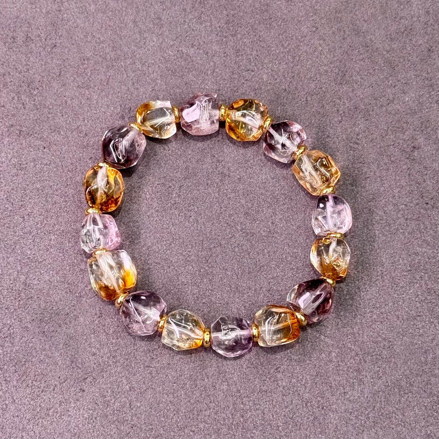 Citrine & Amethyst Bracelet 黄水晶 紫水晶 - Golden Violet Harmony 金紫和韵