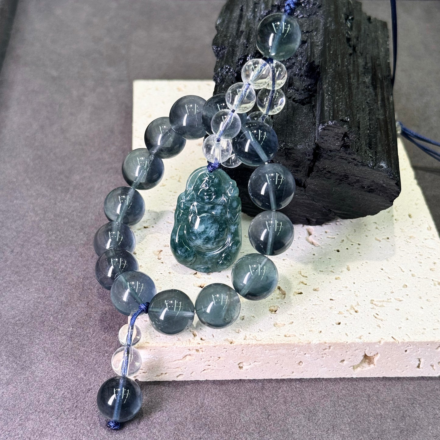 Green Fluorite Buddha Car Charm 绿萤石 佛公 车饰- Serene Journey 青萤平安