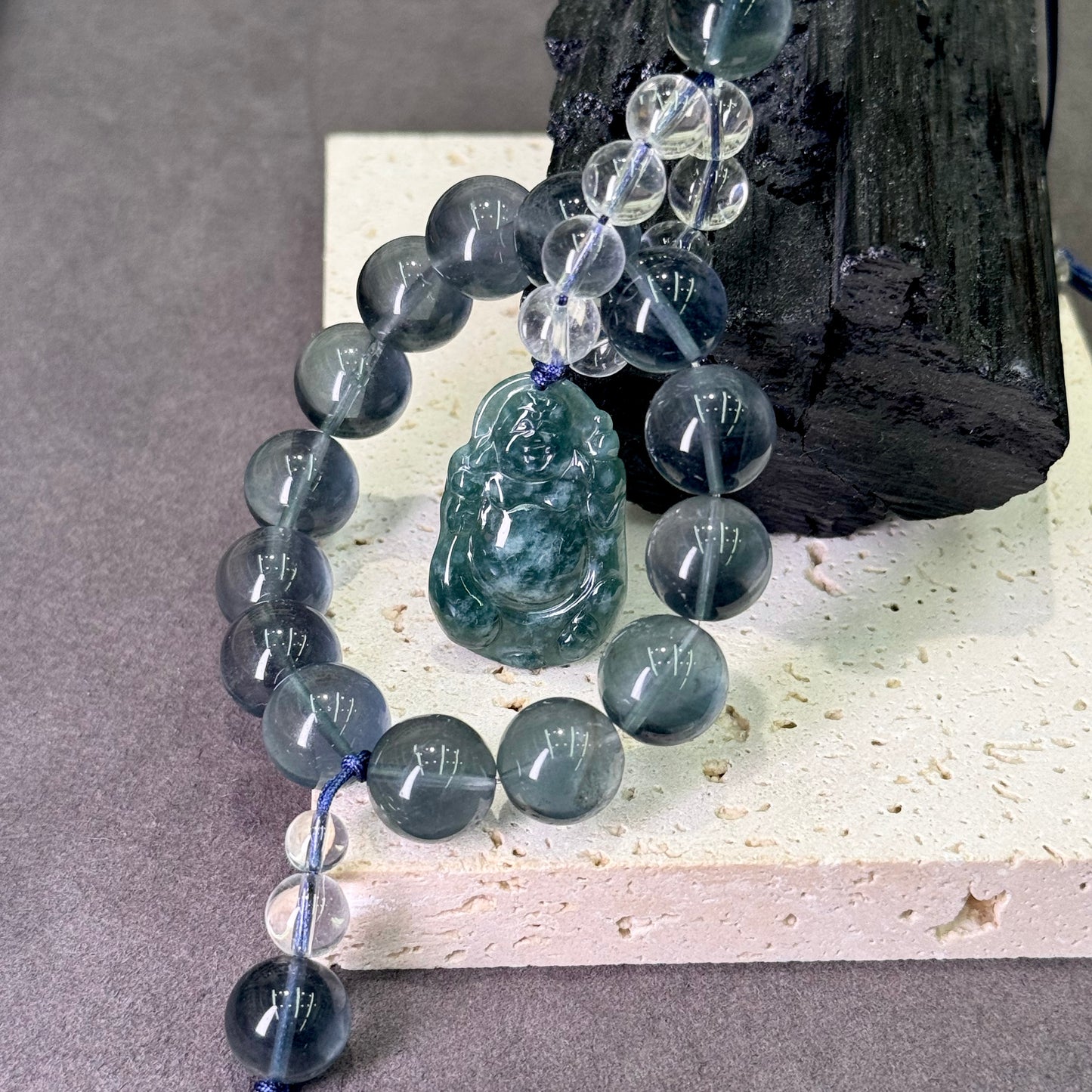 Green Fluorite Buddha Car Charm 绿萤石 佛公 车饰- Serene Journey 青萤平安