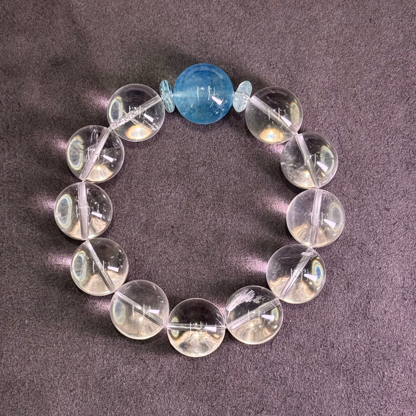 Devil Blue Aquamarine, Blue Topaz & Clear Quartz Bracelet 魔鬼蓝海蓝宝 蓝托帕 白水晶 - Deep Ocean 深海