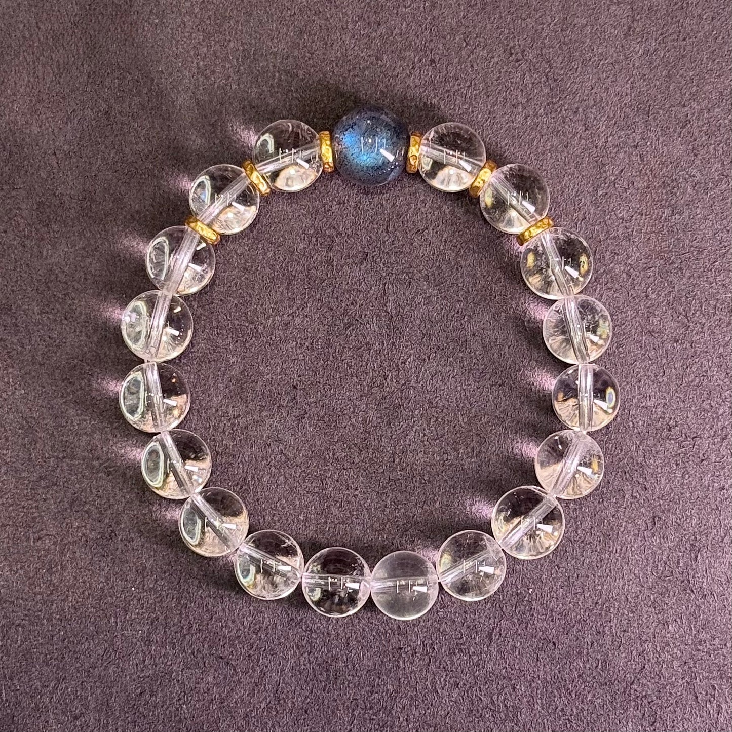 Grey Moonstone & Clear Quartz Bracelet 灰月光 白水晶 - Moonlight 清辉月