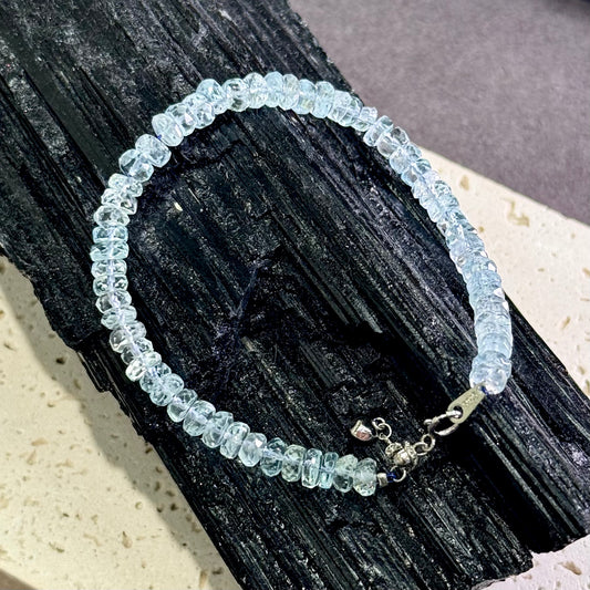 Raw Aquamarine & S925 Silver Bracelet 原矿海蓝宝 s925银 - Ocean Essence 海蓝清境