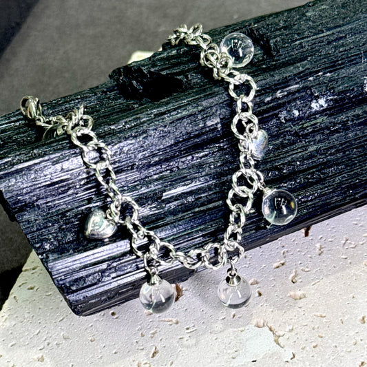 Clear Quartz Bubble Bead Bracelet 白水晶 钛钢 - Crystal Bubbles 晶透泡泡