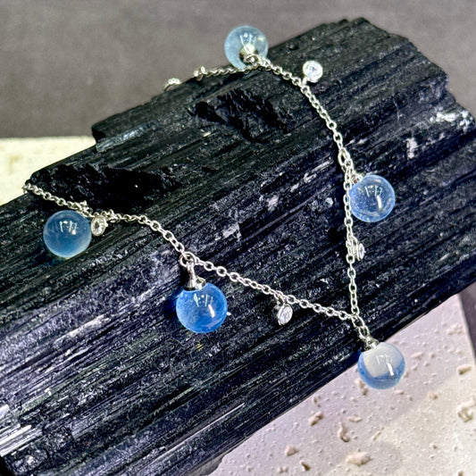 Aquamarine Bubble Bead Bracelet 海蓝宝 钛钢 - Ocean Bubbles 海蓝泡泡