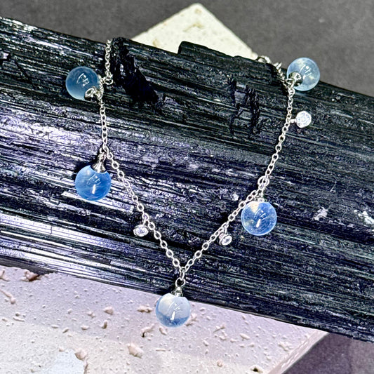 Aquamarine Bubble Bead Bracelet 海蓝宝 钛钢 - Ocean Bubbles 海蓝泡泡