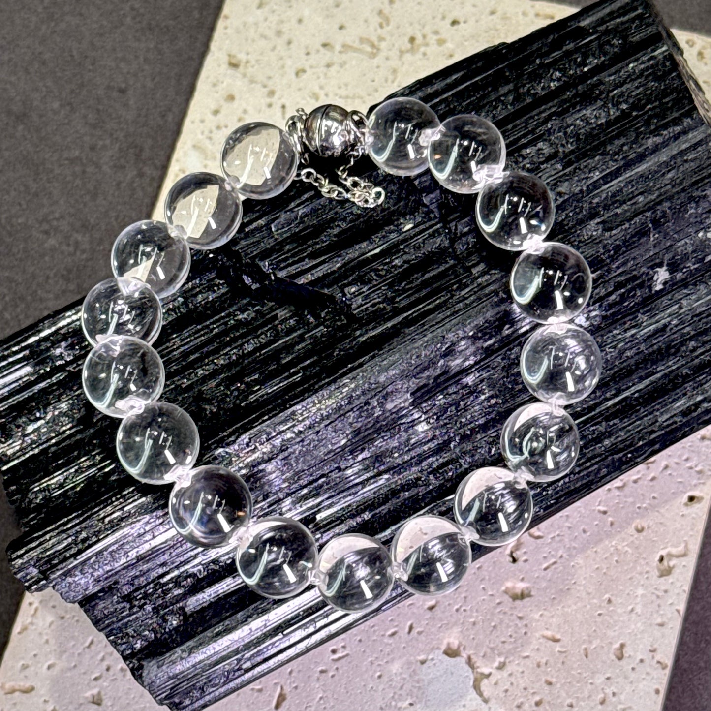 Clear Quartz Bubble Bead Bracelet 白水晶 牛鼻孔工艺 泡泡珠 - Crystal Dewdrop 晶露流光