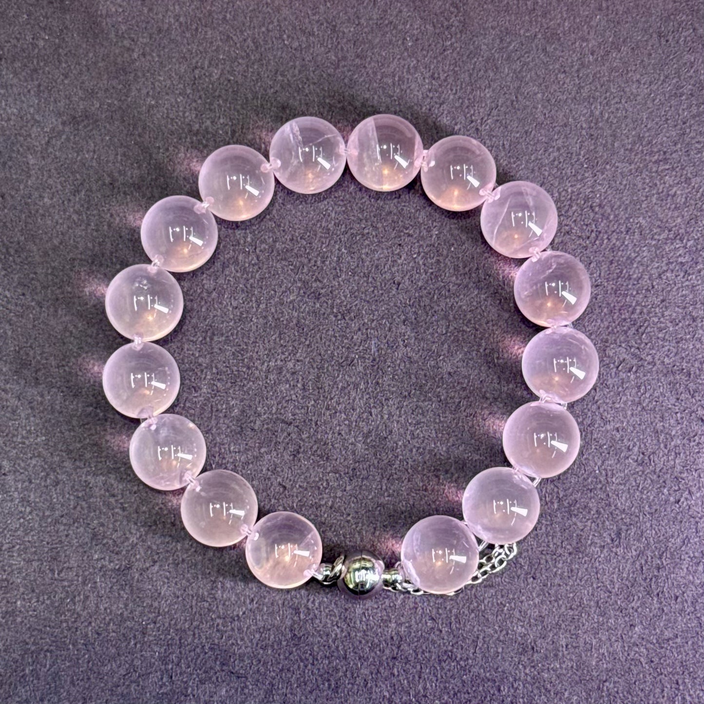 Rose Quartz Bubble Bead Bracelet 粉晶 牛鼻孔工艺 泡泡珠 - Blushing Dew 雨荷