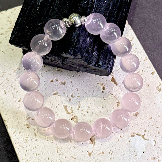 Rose Quartz Bubble Bead Bracelet 粉晶 牛鼻孔工艺 泡泡珠 - Blushing Dew 雨荷