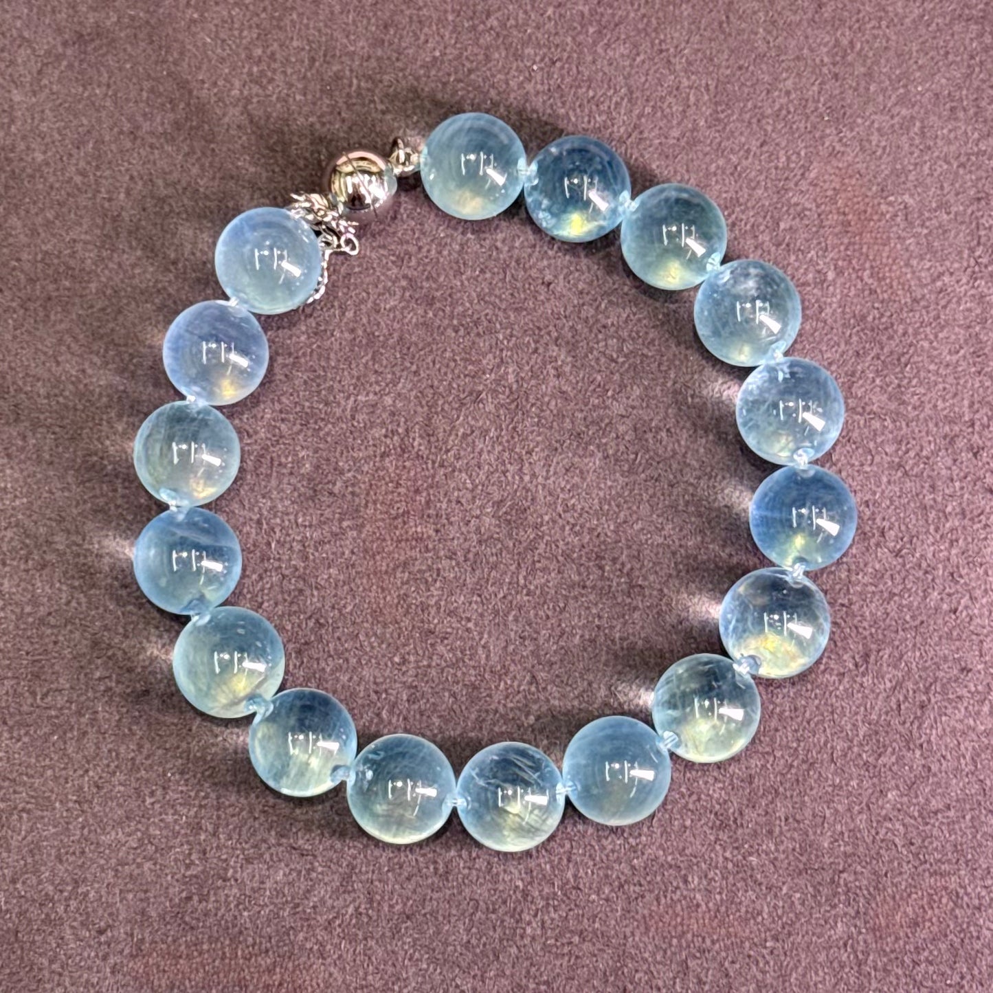 Aquamarine Bubble Bead Bracelet 海蓝宝 牛鼻孔工艺 泡泡珠 - Ocean Dew 蓝海