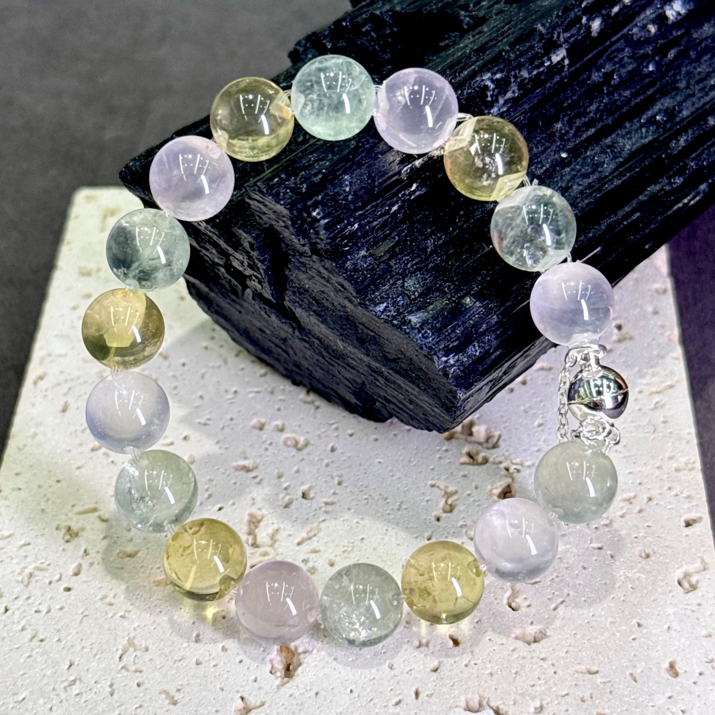 Multi-Gem Citrine, Green Quartz & Rose Quartz Bubble Bead Bracelet 黄水晶 & 绿水晶 & 粉水晶 多宝泡泡珠 牛鼻孔工艺 - Garden of Abundance 多宝花境