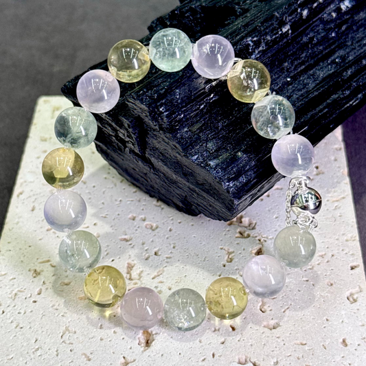 Multi-Gem Citrine, Green Quartz & Rose Quartz Bubble Bead Bracelet 黄水晶 & 绿水晶 & 粉水晶 多宝泡泡珠 牛鼻孔工艺 - Garden of Abundance 多宝花境
