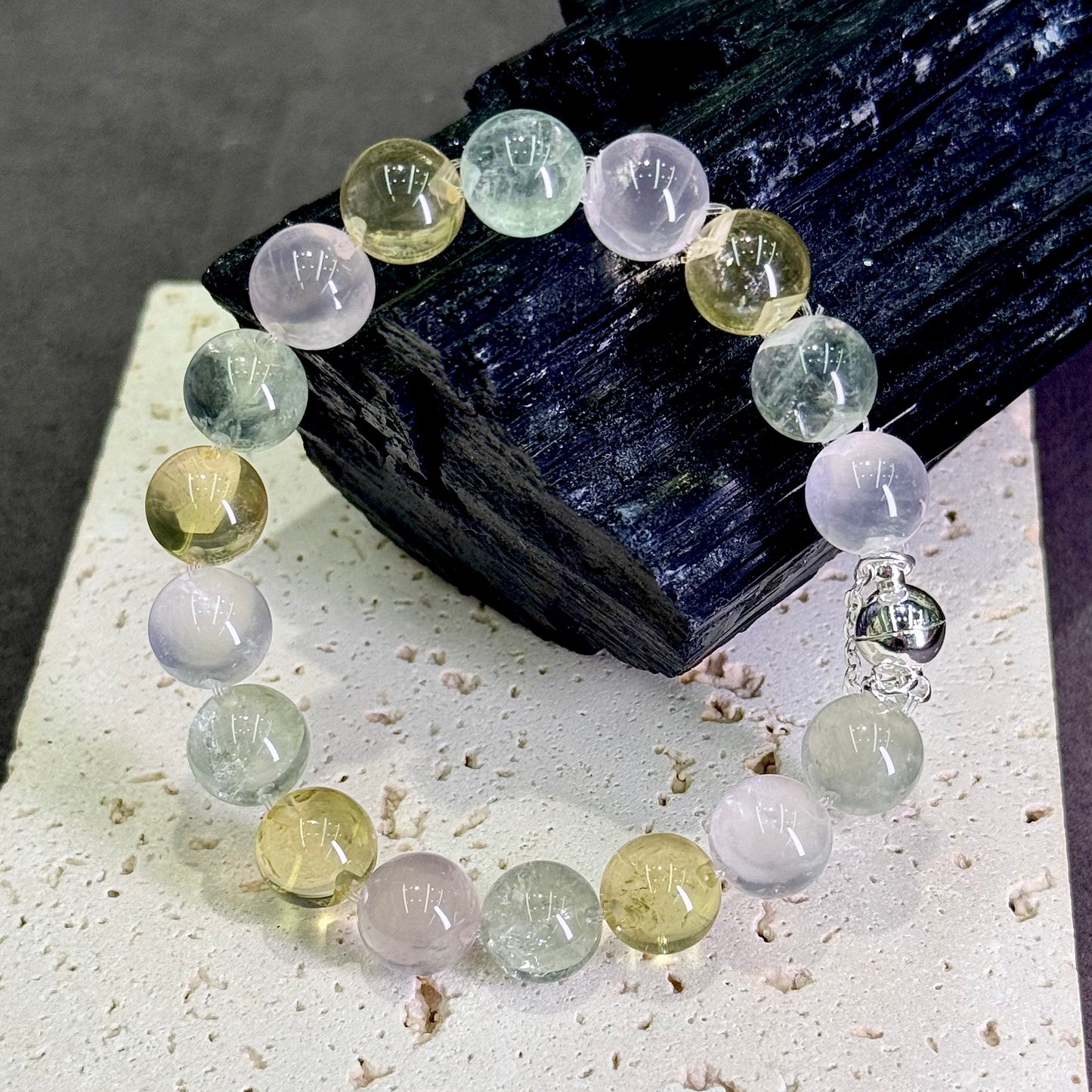 Multi-Gem Citrine, Green Quartz & Rose Quartz Bubble Bead Bracelet 黄水晶 & 绿水晶 & 粉水晶 多宝泡泡珠 牛鼻孔工艺 - Garden of Abundance 多宝花境