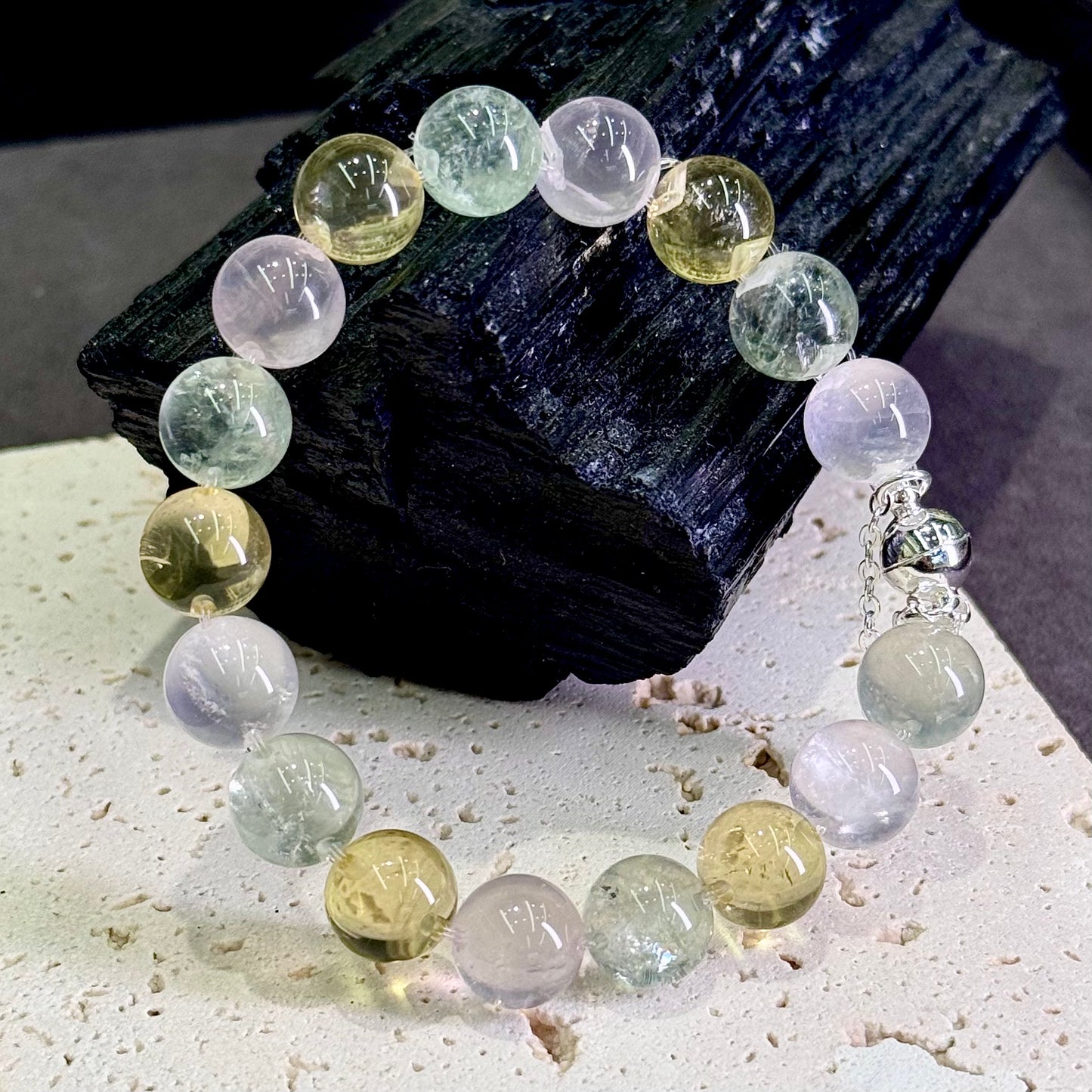 Multi-Gem Citrine, Green Quartz & Rose Quartz Bubble Bead Bracelet 黄水晶 & 绿水晶 & 粉水晶 多宝泡泡珠 牛鼻孔工艺 - Garden of Abundance 多宝花境