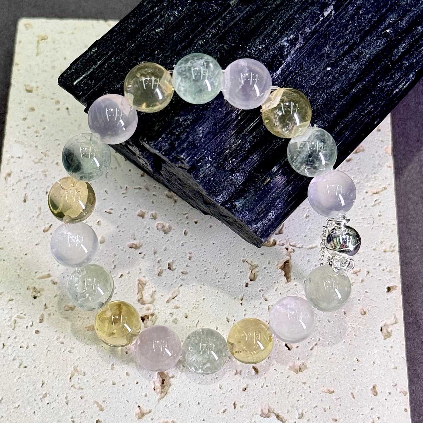 Multi-Gem Citrine, Green Quartz & Rose Quartz Bubble Bead Bracelet 黄水晶 & 绿水晶 & 粉水晶 多宝泡泡珠 牛鼻孔工艺 - Garden of Abundance 多宝花境
