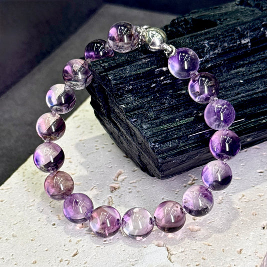 Amethyst Bubble Bead Bracelet 紫水晶 牛鼻孔工艺 泡泡珠- Violet Dew 艾米莉亚
