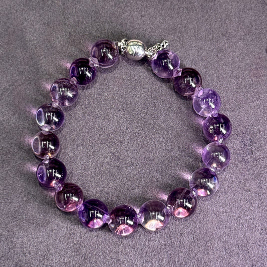 Amethyst Bubble Bead Bracelet 紫水晶 牛鼻孔工艺 泡泡珠- Violet Dew 艾米莉亚