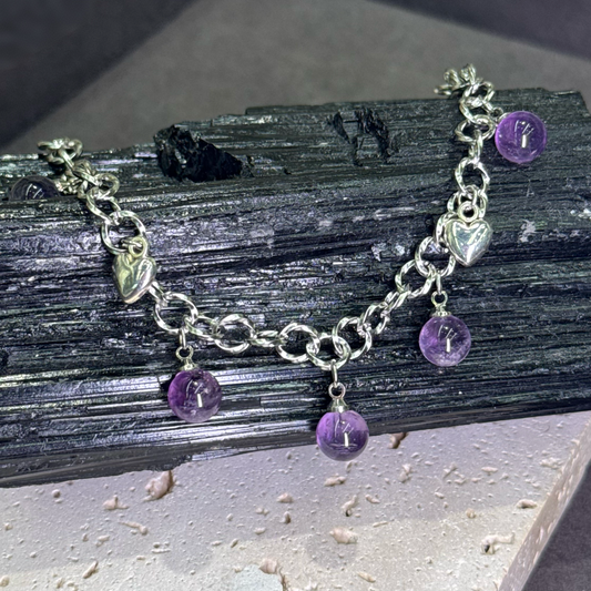 Amethyst Bubble Bead Bracelet 紫水晶 钛钢 - Violet Bubbles 紫晶泡泡