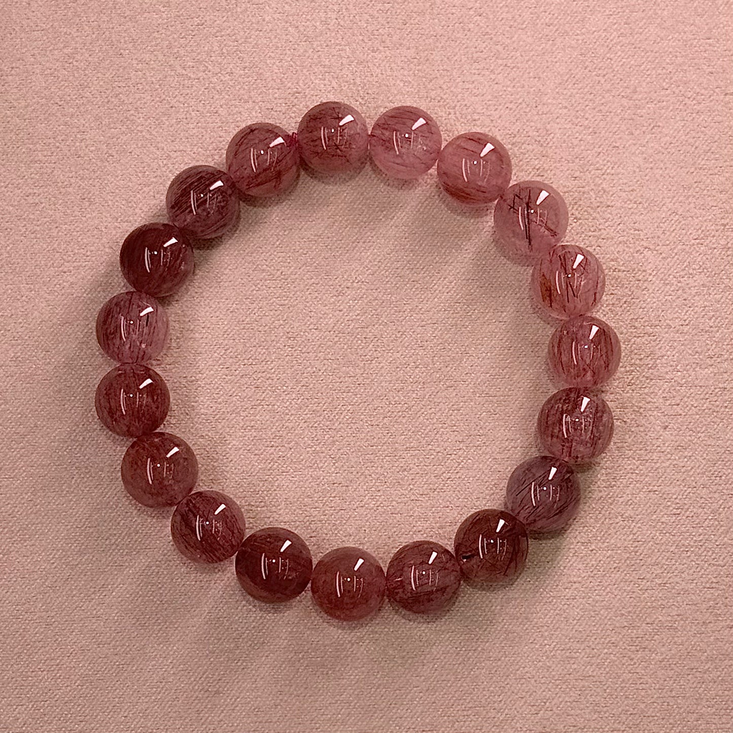 Rose Champagne Rabbit Hair Quartz Bracelet 干枯玫瑰色 粉兔毛- Rose Champagne 玫瑰香槟