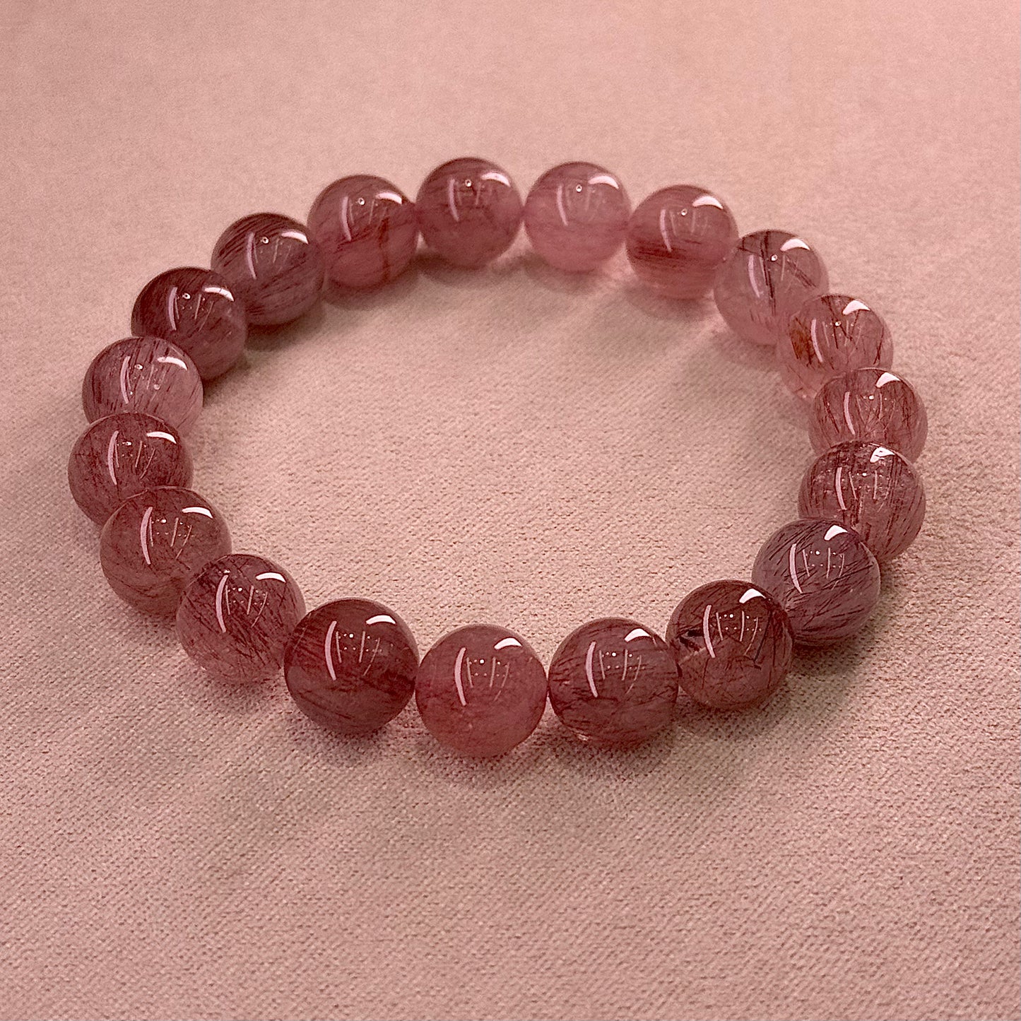 Rose Champagne Rabbit Hair Quartz Bracelet 干枯玫瑰色 粉兔毛- Rose Champagne 玫瑰香槟