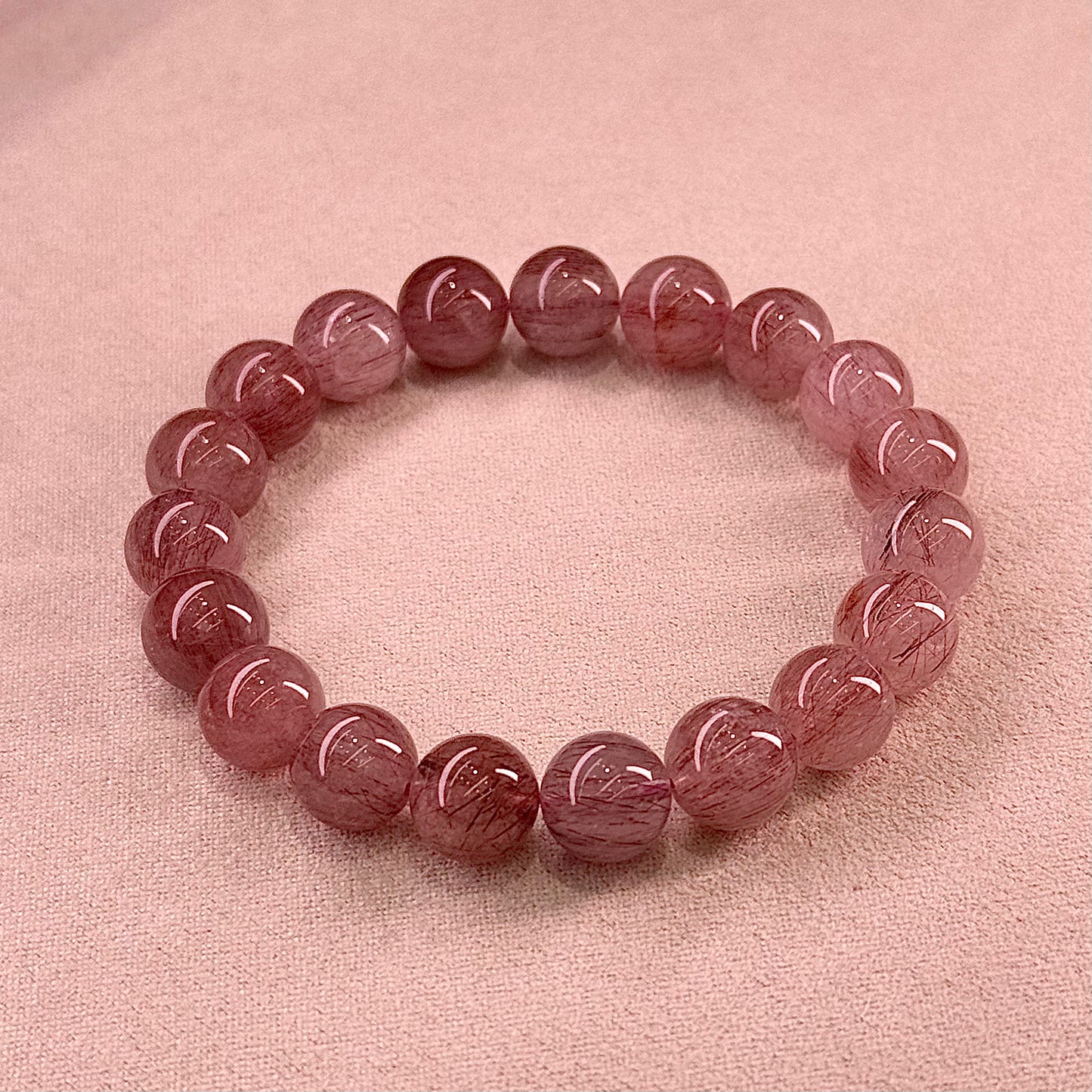 Rose Champagne Rabbit Hair Quartz Bracelet 干枯玫瑰色 粉兔毛- Rose Champagne 玫瑰香槟