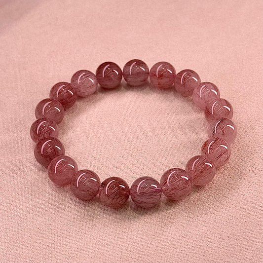 Rose Champagne Rabbit Hair Quartz Bracelet 干枯玫瑰色 粉兔毛- Rose Champagne 玫瑰香槟