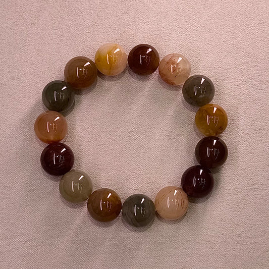 Rabbit Hair Quartz Bracelet 拉丝果冻体 彩兔毛 - Zen Oolong Tea 禅香乌龙茶