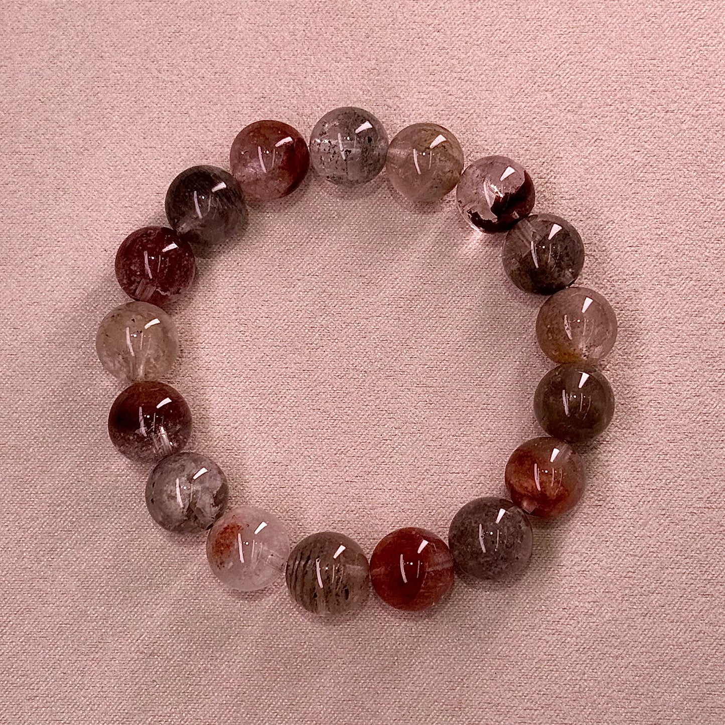 Rabbit Hair Quartz & Phantom Inclusion Bracelet 彩兔毛&幽灵共生矿体水晶 - Rising Incense 禅炉升香