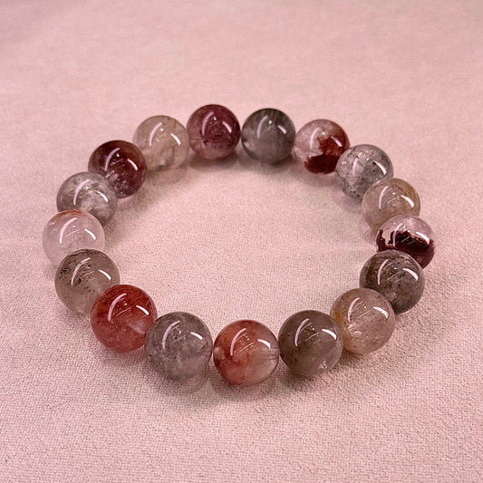 Rabbit Hair Quartz & Phantom Inclusion Bracelet 彩兔毛&幽灵共生矿体水晶 - Rising Incense 禅炉升香