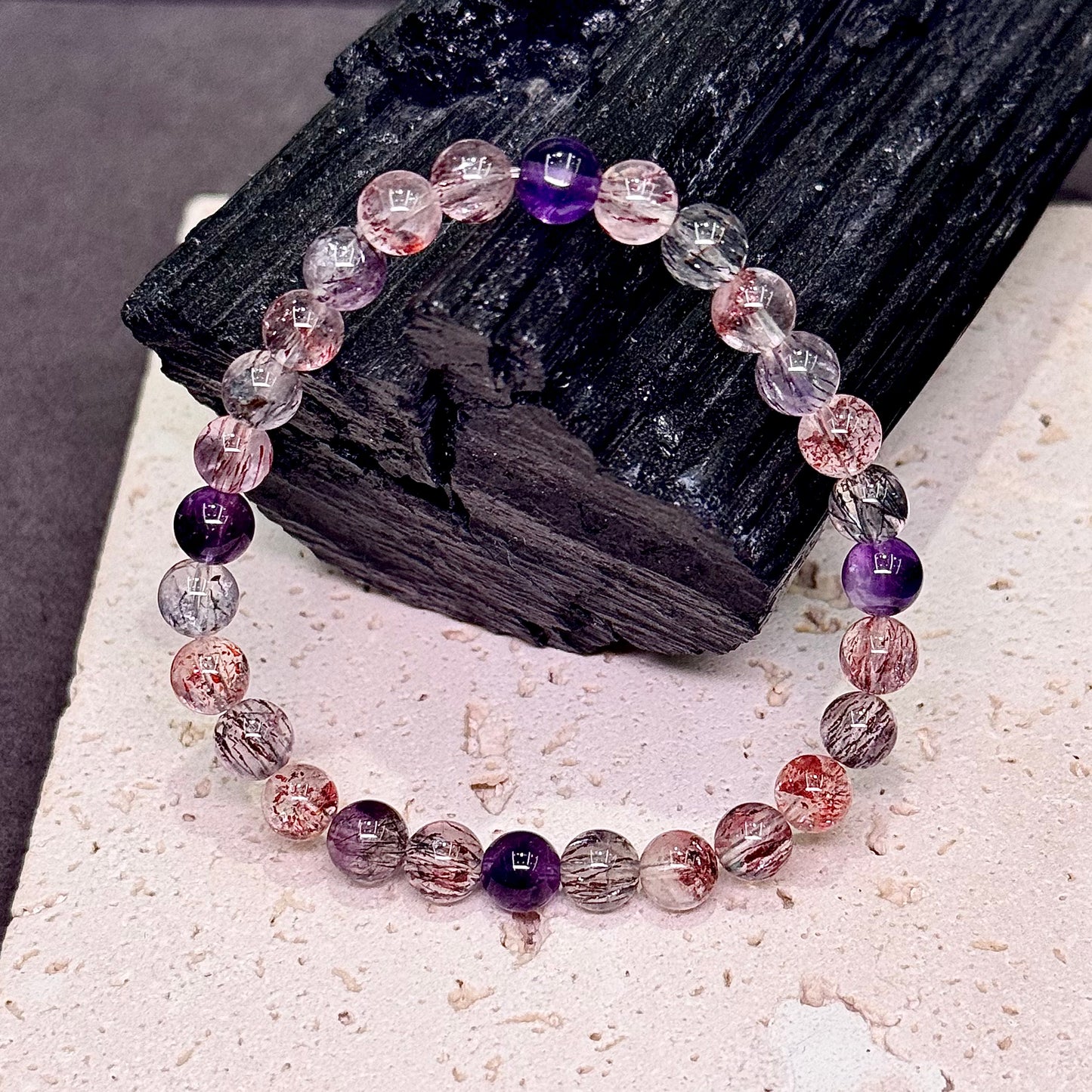 Super Seven Bracelet 净透体 烟花 金草莓 黑加仑 超七水晶 - Fireworks 烟花