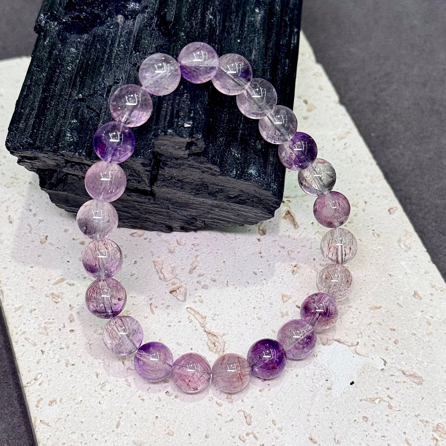 Pink-Purple Super Seven Bracelet 净透体 仙女系 粉紫烟花 超七水晶 - Fairy Glow 仙境