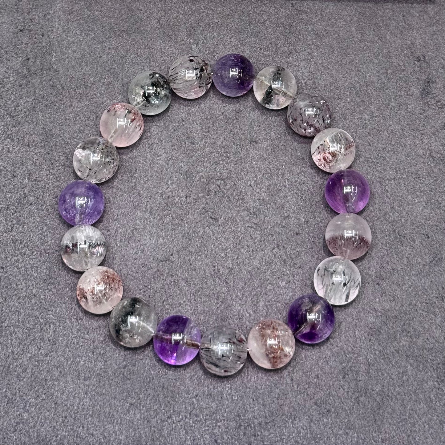 Super Seven Bracelet 彼岸花 烟花 金草莓 毒液 黑加仑 超七水晶 - Misty Bloom 雨雾弥漫·百花缭乱
