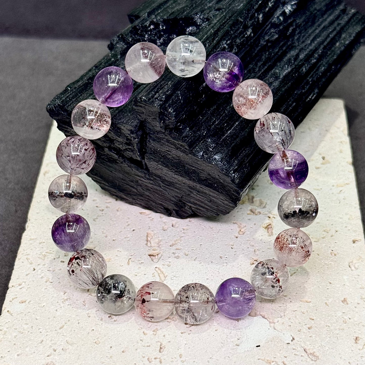 Super Seven Bracelet 彼岸花 烟花 金草莓 毒液 黑加仑 超七水晶 - Misty Bloom 雨雾弥漫·百花缭乱