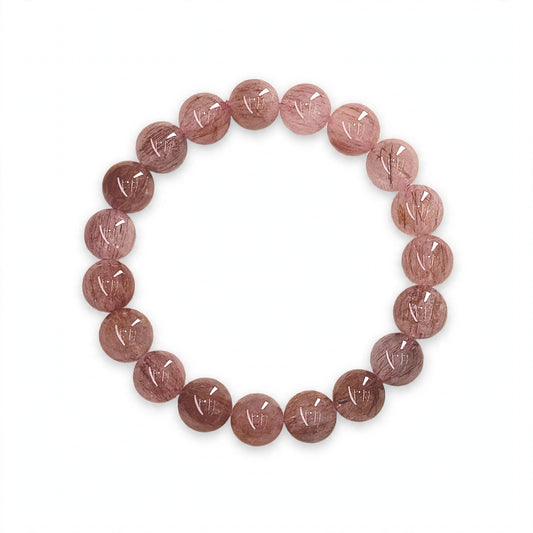 Rose Champagne Rabbit Hair Quartz Bracelet 干枯玫瑰色 粉兔毛- Rose Champagne 玫瑰香槟
