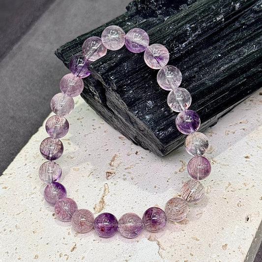 Pink-Purple Super Seven Bracelet 净透体 仙女系 粉紫烟花 超七水晶 - Fairy Glow 仙境