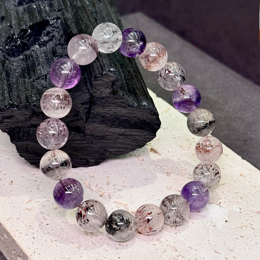 Super Seven Bracelet 彼岸花 烟花 金草莓 毒液 黑加仑 超七水晶 - Misty Bloom 雨雾弥漫·百花缭乱