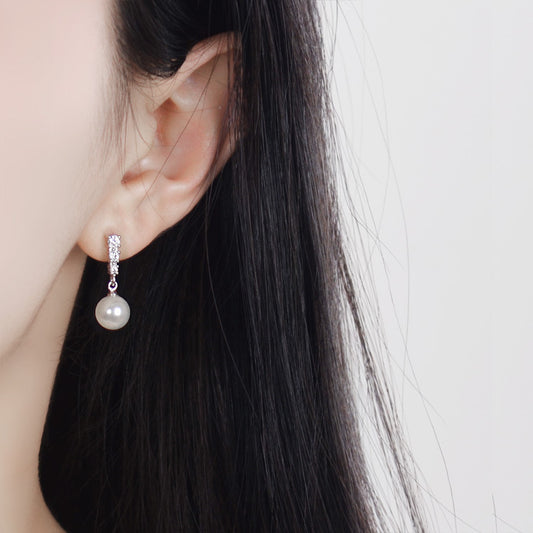 Jessica - S925 Sterling Silver & Zircon Pearl Drop Earrings