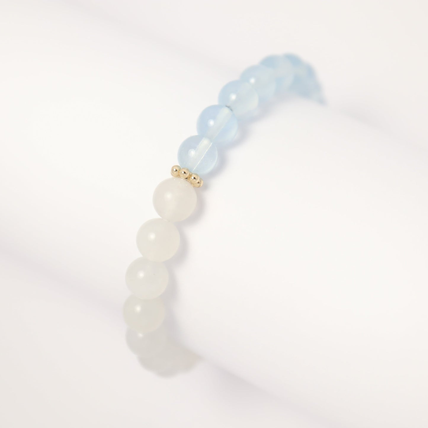 Arctic Ocean - Blue Shine White Moonstone & Aquamarine Gemstone Bracelet