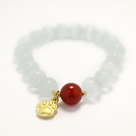 Soft Kitty - Cat Eye Stone & Red Agate Bracelet