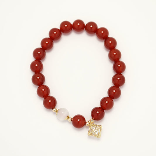 Guiding Light - Red Agate & Cat Eye Stone Bracelet