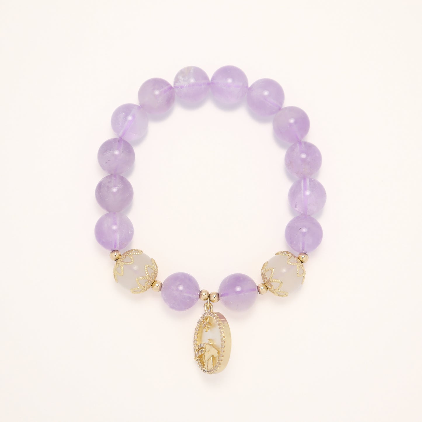 Zodiac - Lavender Amethyst & Moonstone With 12 Constellation Pendant Bracelet