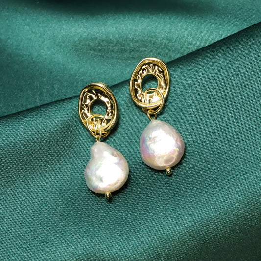 Vintage Baroque Freshwater Pearl Drop Earrings