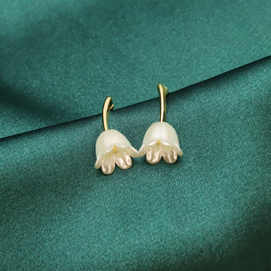 Vintage French White Tulip Stud Earrings