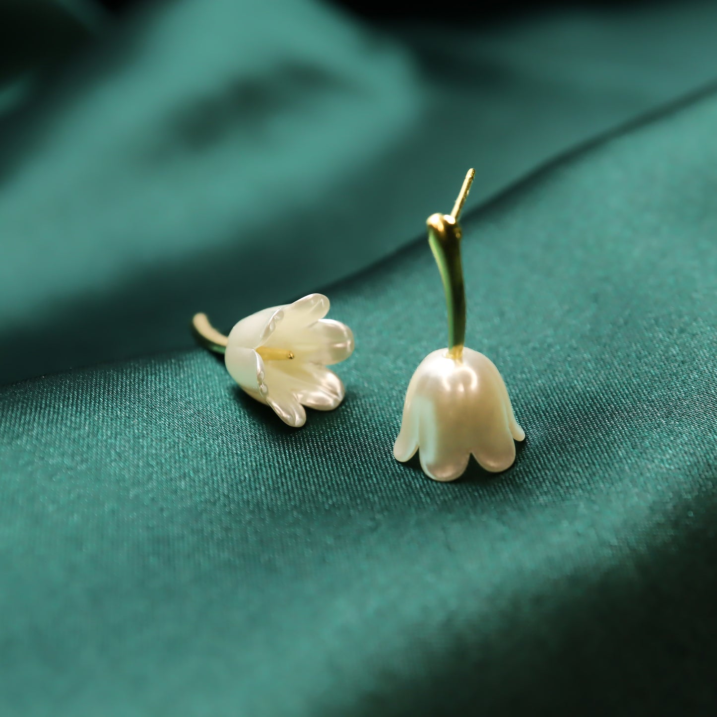 Vintage French White Tulip Stud Earrings