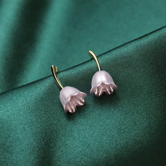 Vintage French Purple Tulip Stud Earrings