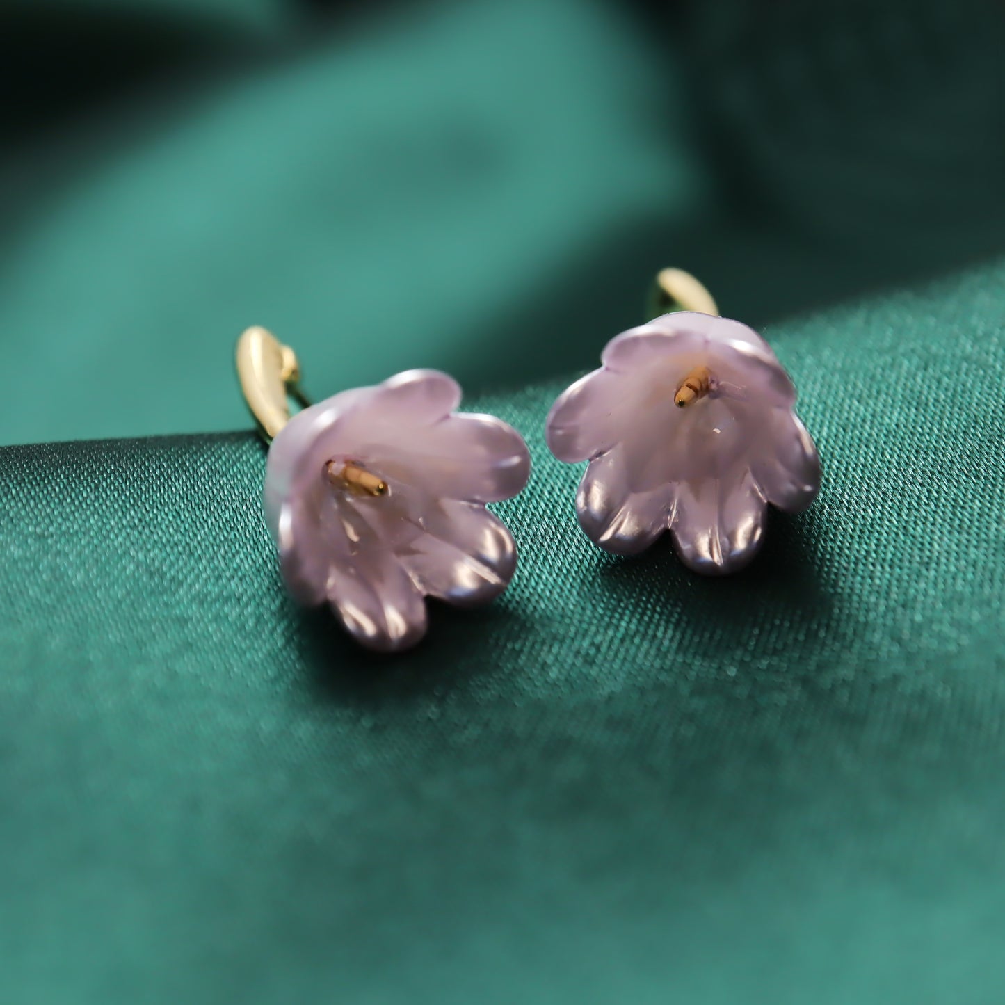 Vintage French Purple Tulip Stud Earrings