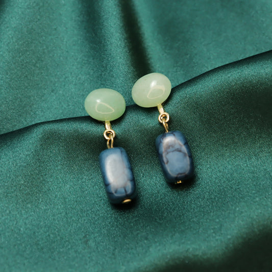 Vintage Nature Stone & Agate Drop Earrings
