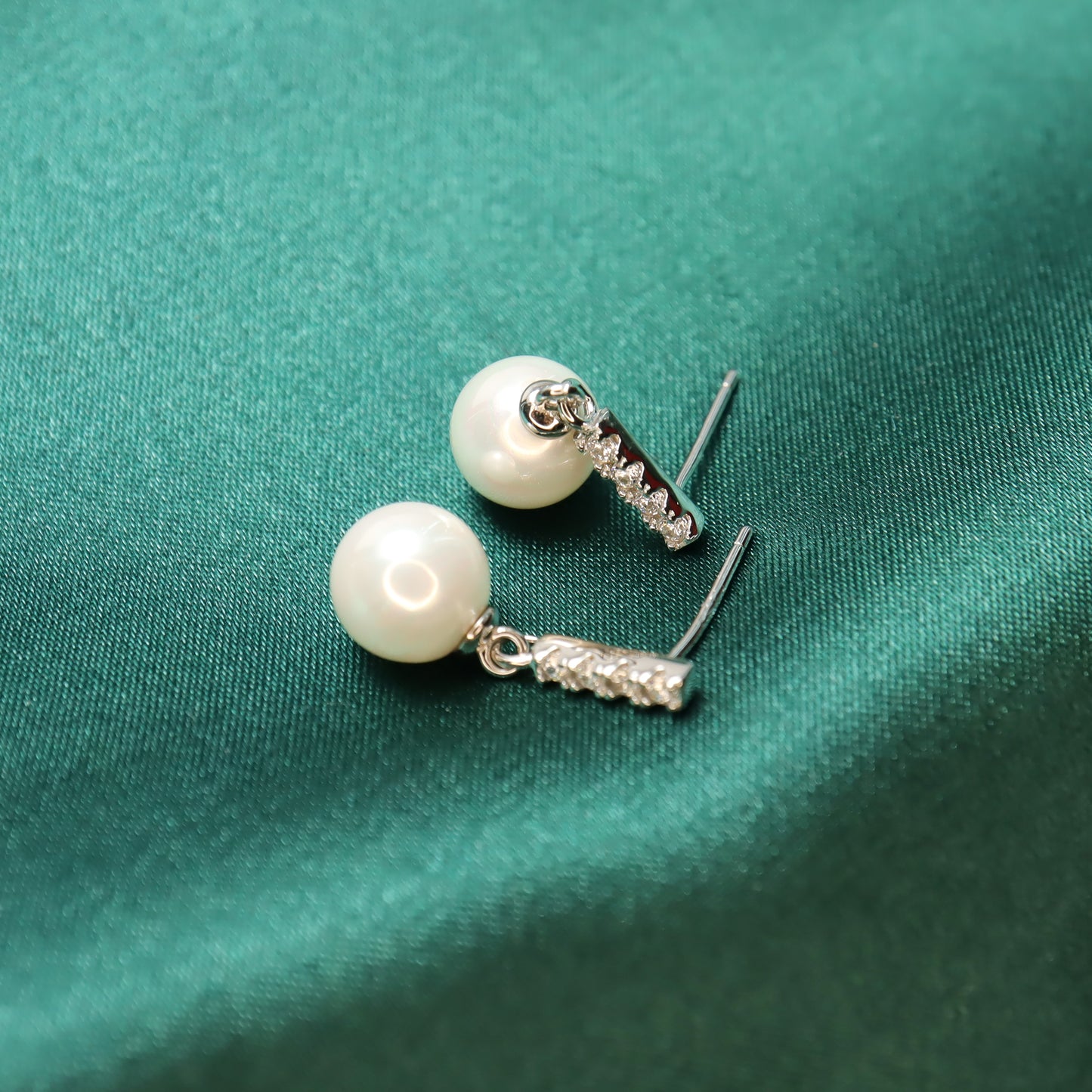 Jessica - S925 Sterling Silver & Zircon Pearl Drop Earrings
