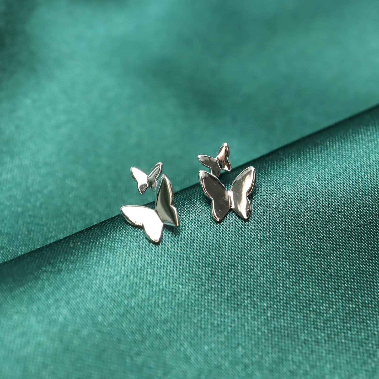 Dancing Butterflies - S999 Sterling Silver Stud Earrings