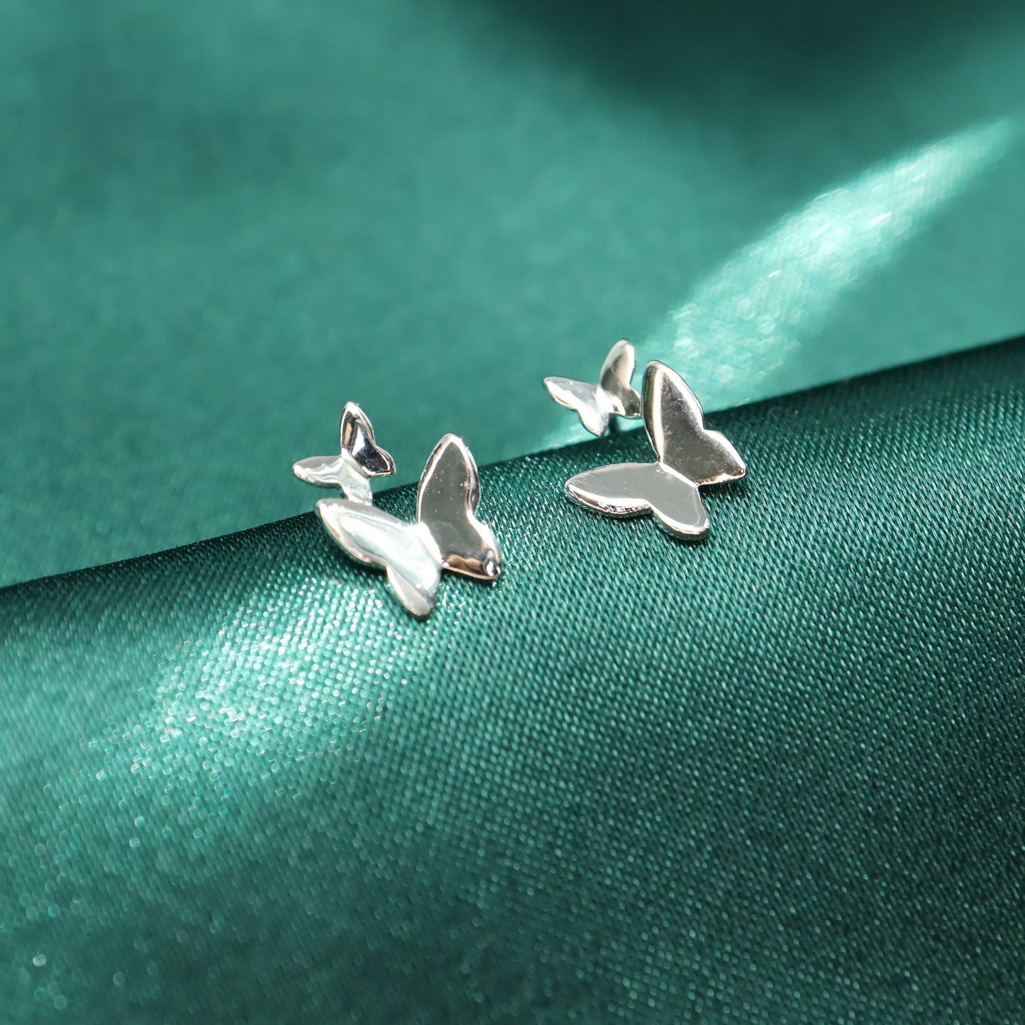 Dancing Butterflies - S999 Sterling Silver Stud Earrings